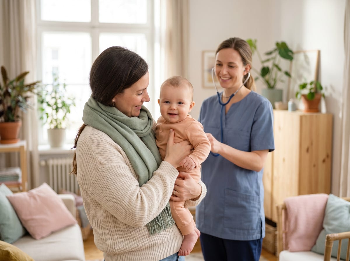 Ouder met lachende baby tijdens een bezoek aan het consultatiebureau